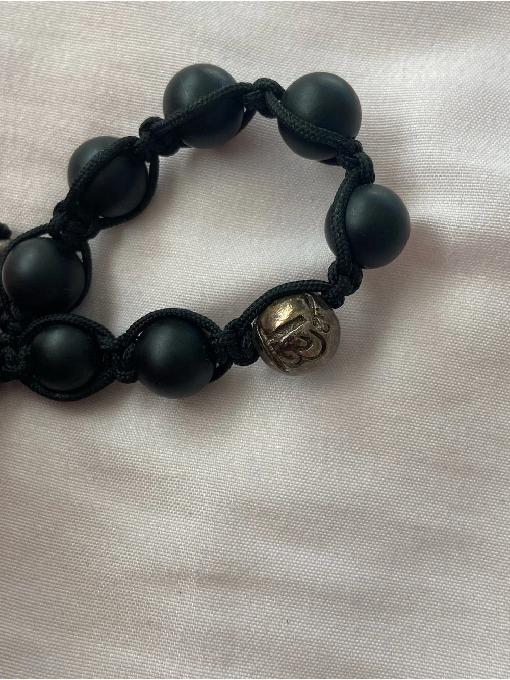 Men's Black Beaded Adjustable Bracelet